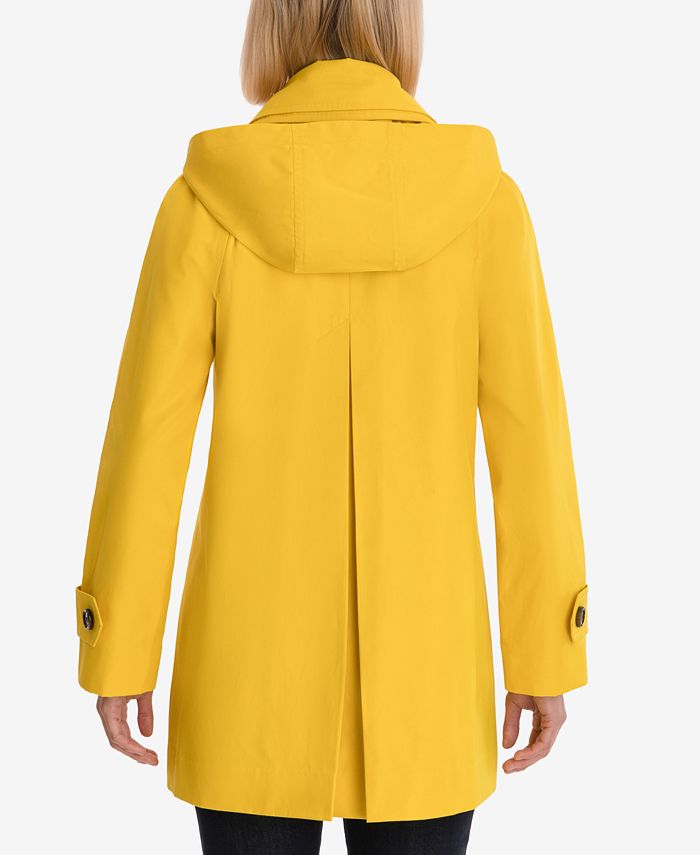 london fog single breasted hooded raincoat