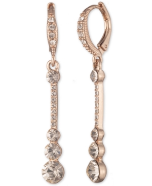 image of Givenchy Rose Gold-Tone Pave Linear Drop Earrings