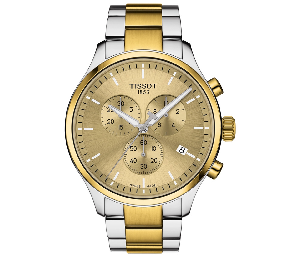 Tissot Men's Swiss Chronograph Chrono Xl Classic Two-tone Stainless Steel Bracelet Watch 45mm In Champagne,golden