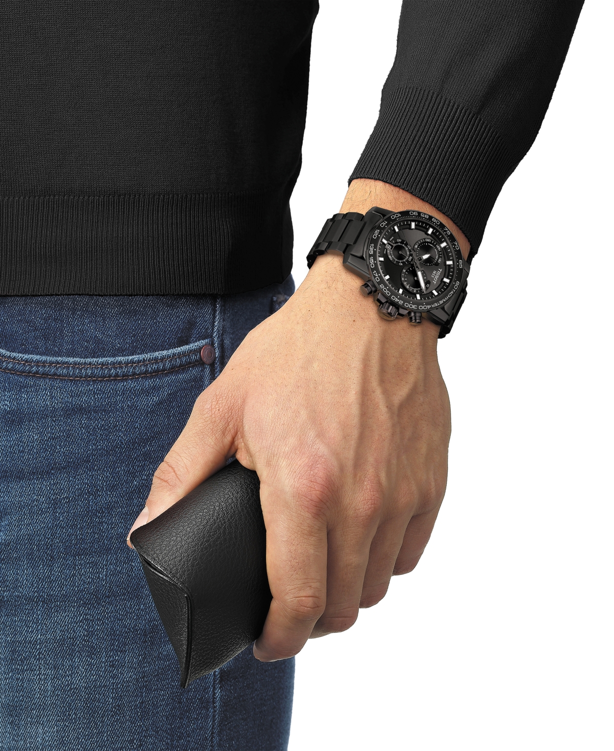 Shop Tissot Men's Swiss Chronograph Supersport Black Stainless Steel Bracelet Watch 45.5mm