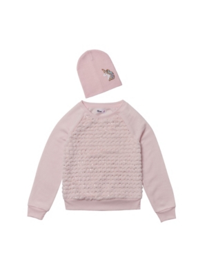 Big Girls Sweatshirt with Match Back Hat Set of 2