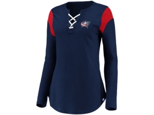 Majestic Columbus Blue Jackets Women's Iconic Lace Up Long Sleeve Shirt