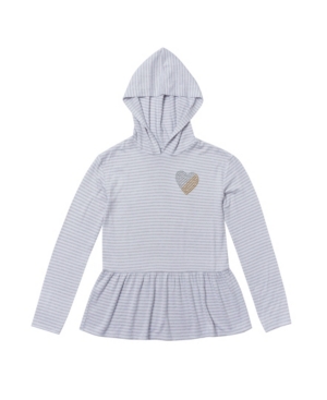image of Big Girls Long Sleeve Hooded Peplum Top