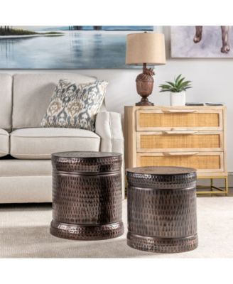 Lindy Hammered Metal Accent Stools, Set of 2