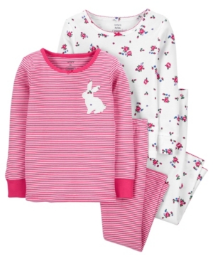 image of Carters Baby Girl 4-Piece Bunny 100% Snug Fit Cotton PJs