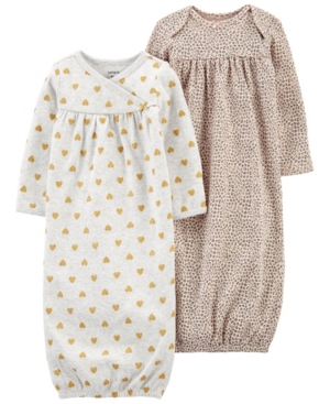 image of Carters Baby Girl 2-Pack Sleeper Gowns