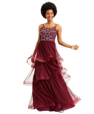 Speechless Juniors' Glitter Tiered Tulle Ball Gown - Macy's