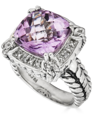 image of Pink Amethyst (6 ct. t.w.) & Diamond Accent Statement Ring in Sterling Silver