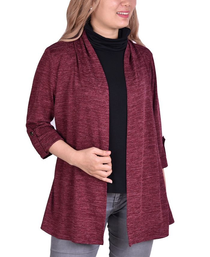 NY Collection Women's Plus Size 3/4 Sleeve Cardigan - Macy's