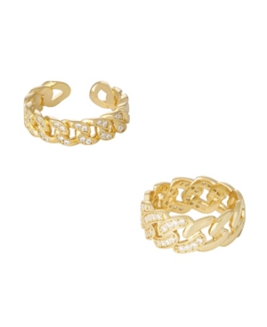 Crystal and Gold Plated Chain Link Ring Set
