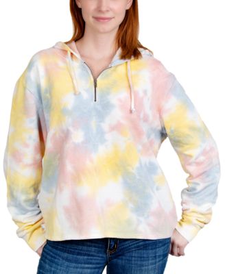 Rebellious One Juniors' Tie-Dye Half-Zip Hoodie Sweatshirt Macy's