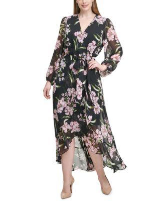 Jessica Howard Plus Size Floral Chiffon Maxi Dress - Macy's