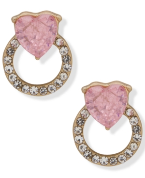 image of lonna & lilly Gold-Tone Crystal Heart & Pave Circle Doorknocker Drop Earrings