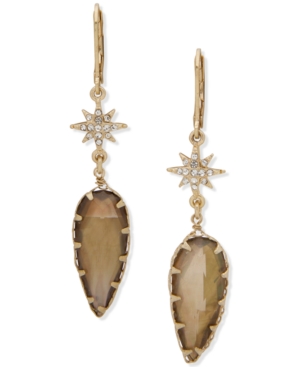 image of lonna & lilly Gold-Tone Pave Star & Stone Drop Earrings