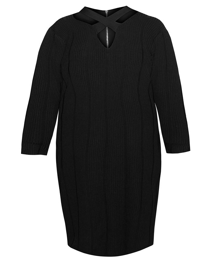 RACHEL Rachel Roy Plus Size Cross-Neck Textured Midi Sheath Dress - Macy's
