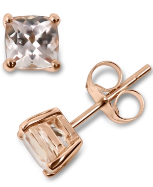 image of Morganite Cushion Stud Earrings (1 ct. t.w.) in 14k Rose Gold