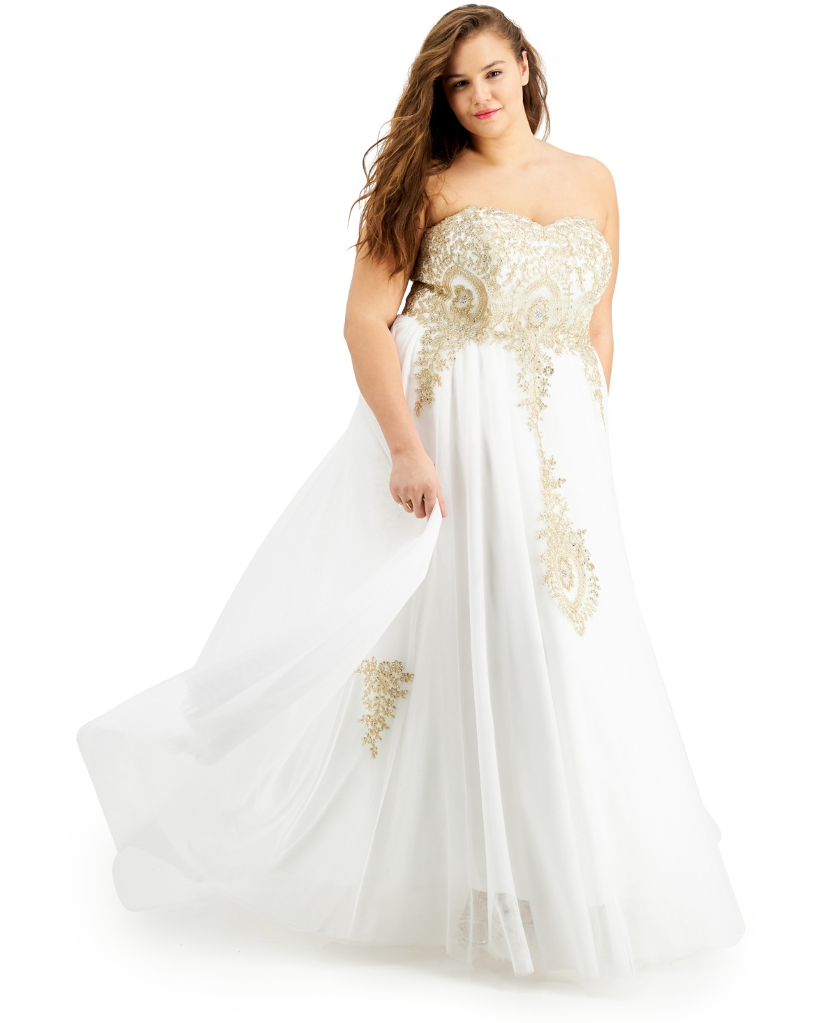 Say Yes Trendy Plus Strapless Embellished Gown, Created for Macy's