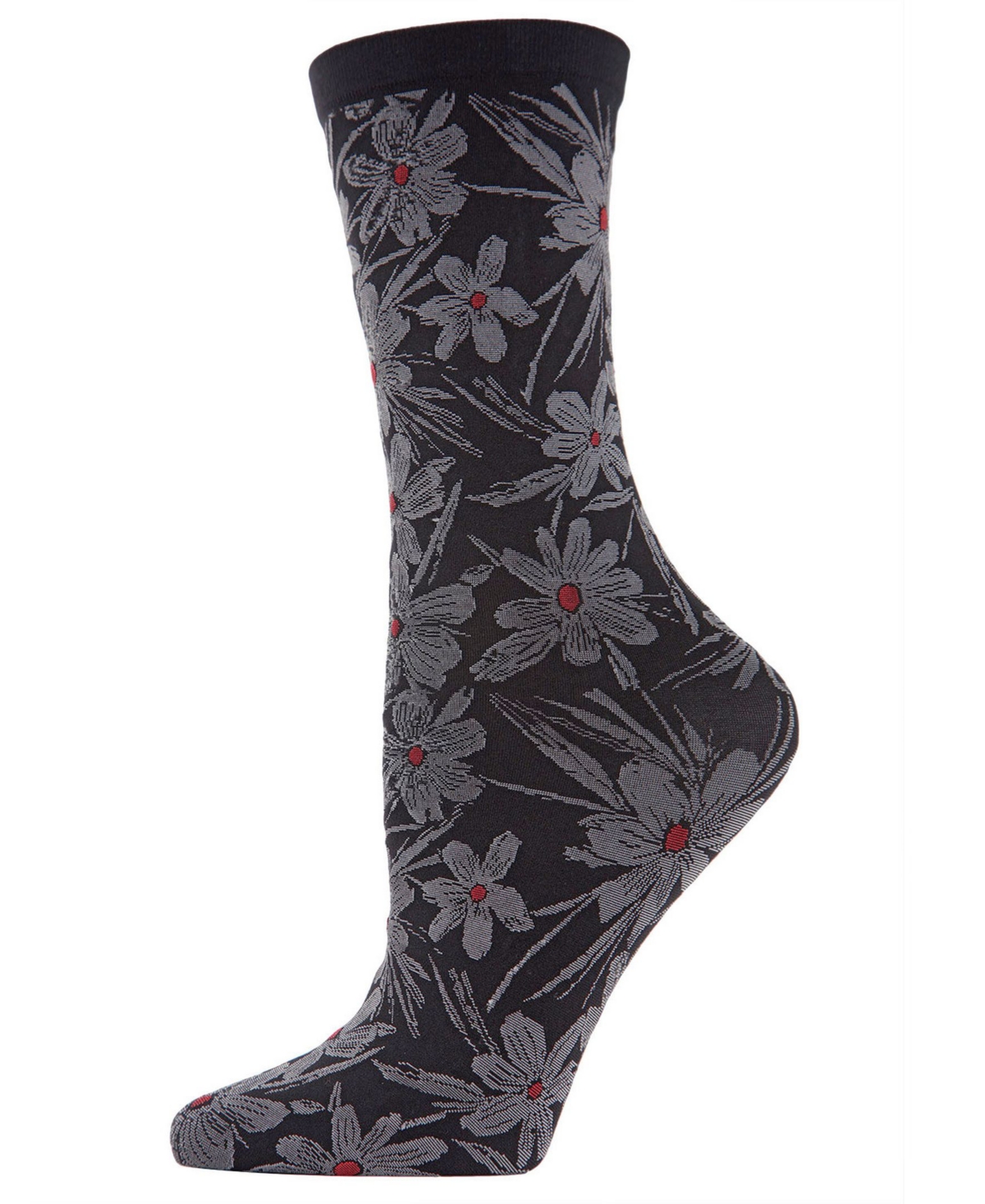 Women's Abstract Floral Crew Socks - Black