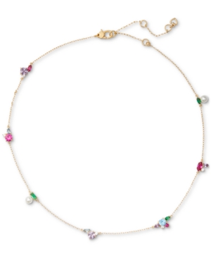 image of Kate Spade New York Gold-Tone Colorful Crystal Collar Necklace, 16