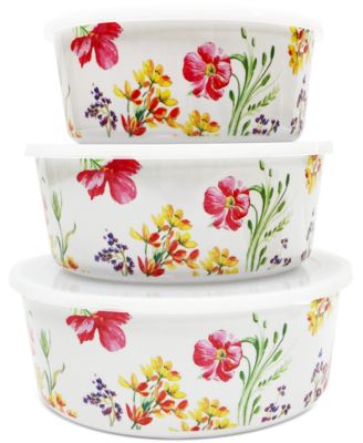 Martha Stewart Collection - Floral Nesting Food Storage Containers, Set of 3