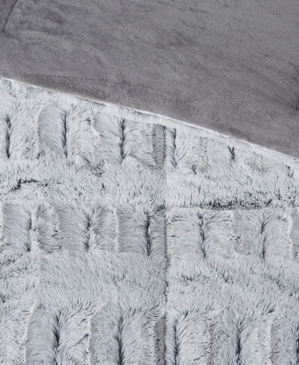 Macy's Gia Faux-fur 3-pc. Comforter Set, Full/queen In Gray,white