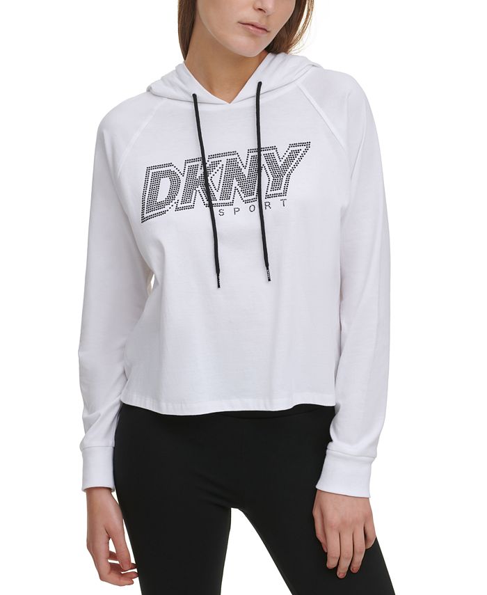 DKNY Sport Cotton Rhinestone-Logo Hoodie & Reviews - Tops - Women - Macy's