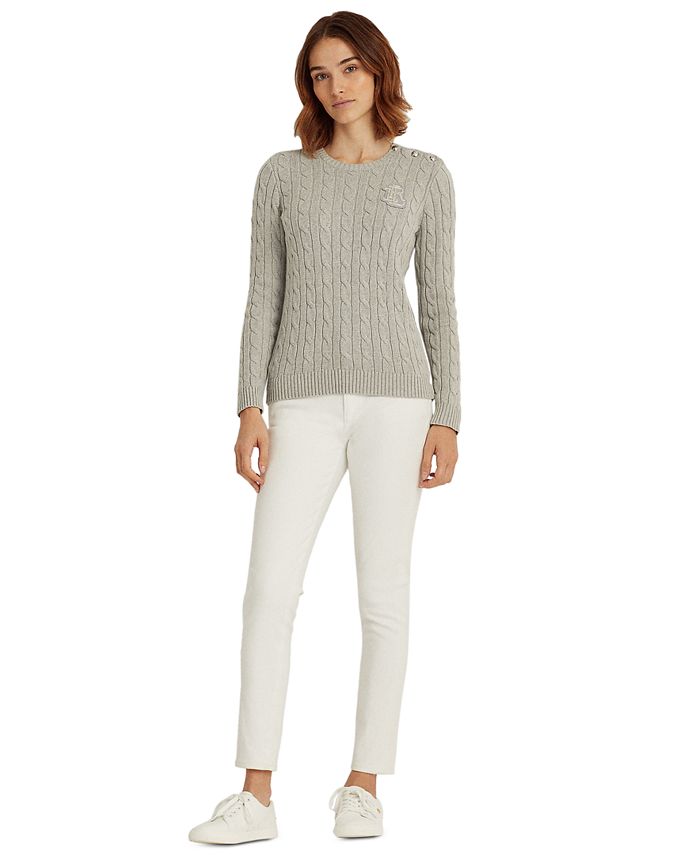 Lauren Ralph Lauren Cable-Knit Crewneck Sweater & Reviews - Sweaters ...
