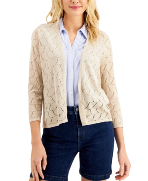 Charter Club Crocheted Open-Front Cardigan Created for Macy's
