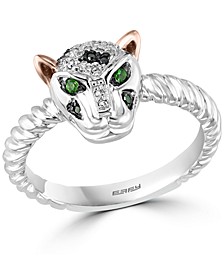EFFY® Diamond (1/10 ct. t.w.) Panther Ring in Sterling Silver & Rose Gold-Plate