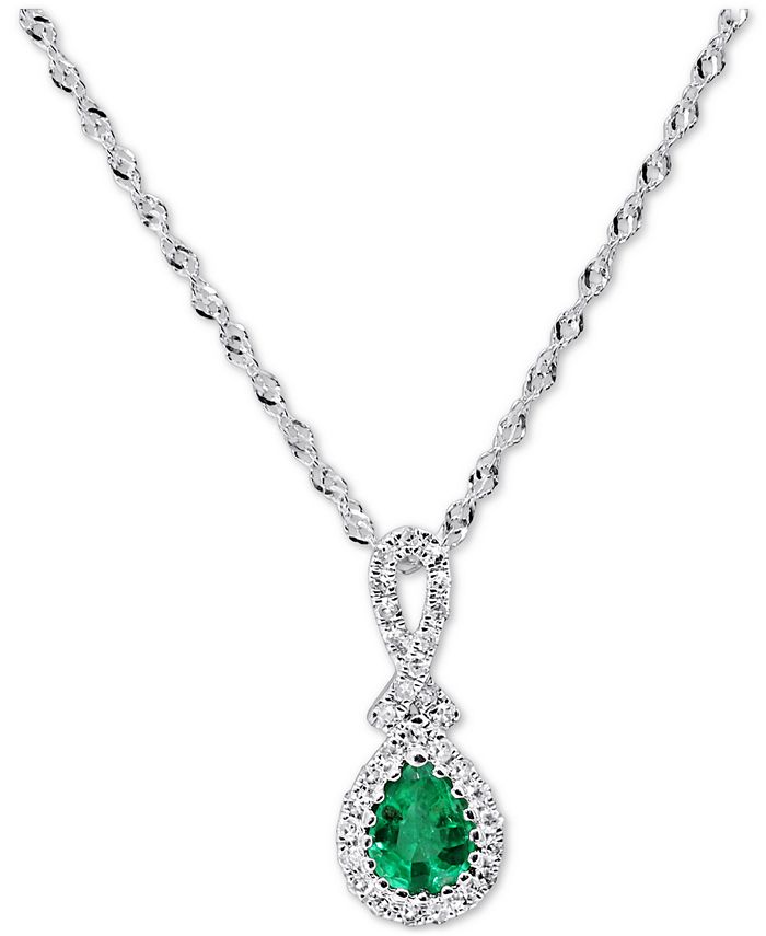 Macy s Emerald 1 4 ct. t.w. Diamond 1 10 ct. t.w. Teardrop