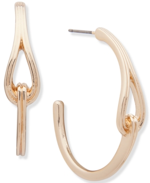 image of Anne Klein Gold-Tone Link Medium C-Hoop Earrings, 1.25