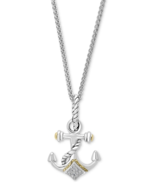 image of Effy Diamond Pendant Necklace (1/20 ct. t.w.) in Sterling Silver & 18k Gold-Plate