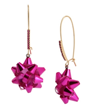 image of Betsey Johnson Large Bow Dangle Earrings