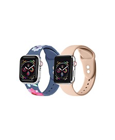 Unisex Light Blue Floral and Light Pink 2-Pack Replacement Band for Apple Watch, 38mm
