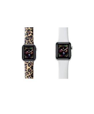 Posh Tech Unisex Leopard and White 2-Pack Replacement Band for Apple Watch, 42mm
