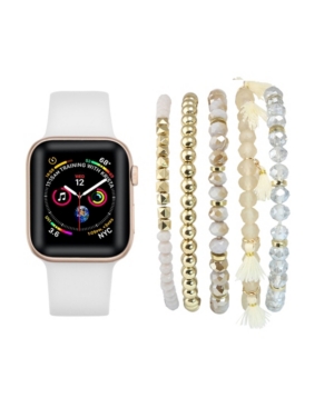 Shop Posh Tech Unisex White Silicone Band For Apple Watch And Bracelet Bundle, 42mm In Assorted