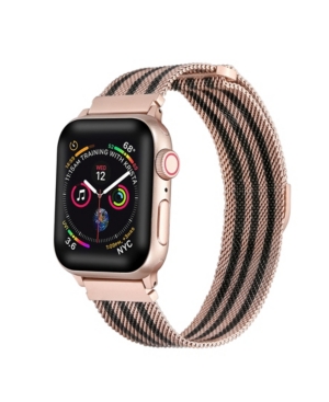 Shop Posh Tech Unisex Rose Gold Tone Striped Stainless Steel Replacement Band For Apple Watch, 38mm