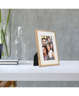 Elegant Metal Picture Frame with Bevel Cut Mat for Photo, 4" x 6"