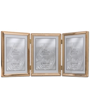 Lawrence Frames Polished Metal Hinged Triple Picture Frame In Gold-tone