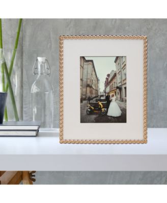 High Quality Polished Cast Metal Picture Frame - Rope Design with Mat, 8" x 10"