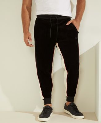 mens black velvet joggers