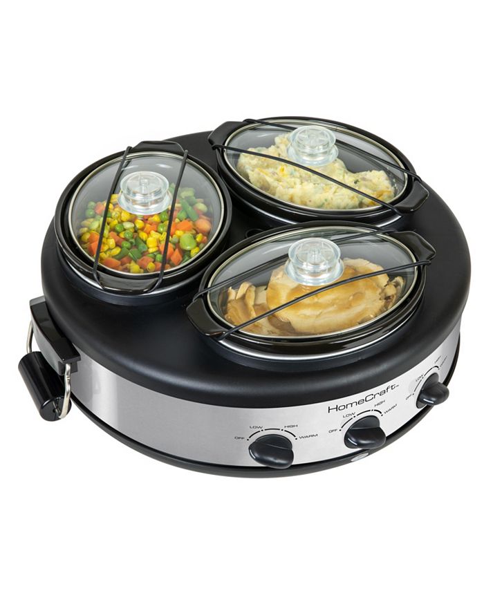 HomeCraft HCRTSCO15SS 1.5Quart Triple Oval Slow Cooker Buffet Macy's