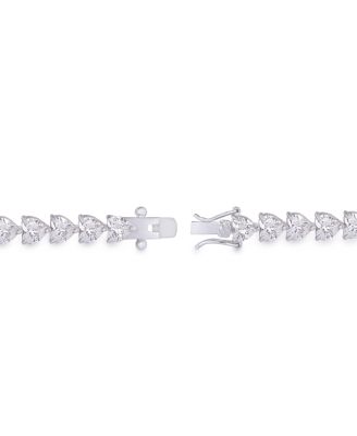 Cubic Zirconia Heart Link Bracelet in Silver Plate