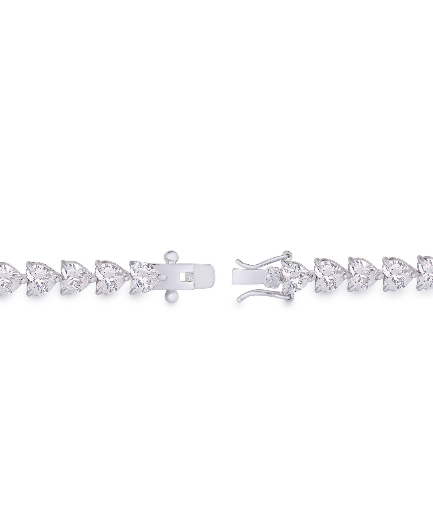 Cubic Zirconia Heart Link Bracelet in Silver Plate