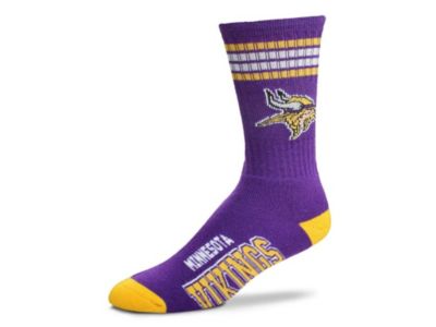 For Bare Feet - Minnesota Vikings Youth 4 Stripe Deuce Crew Socks