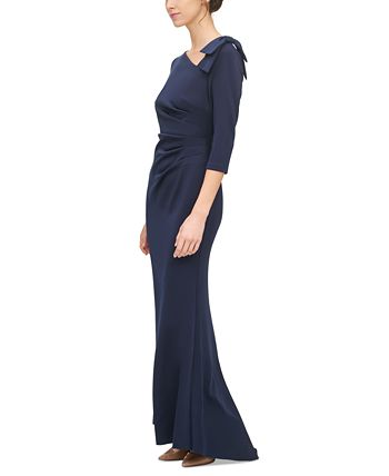 Jessica Howard Petite Asymmetrical Neck Bow Detail Gown Macy s