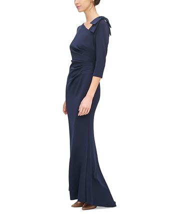 Jessica Howard Petite Asymmetrical-Neck Bow Detail Gown - Macy's