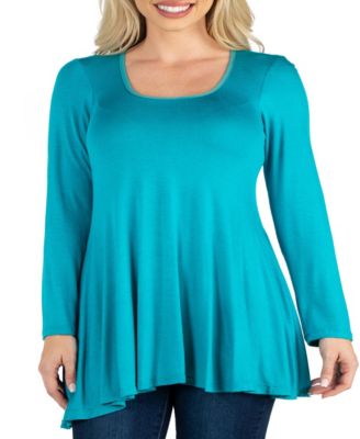 Women's Long Sleeve Swing Style Flared Tunic Top