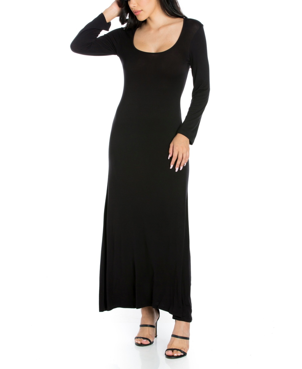 Women's Long Sleeve Maxi Dress - Black