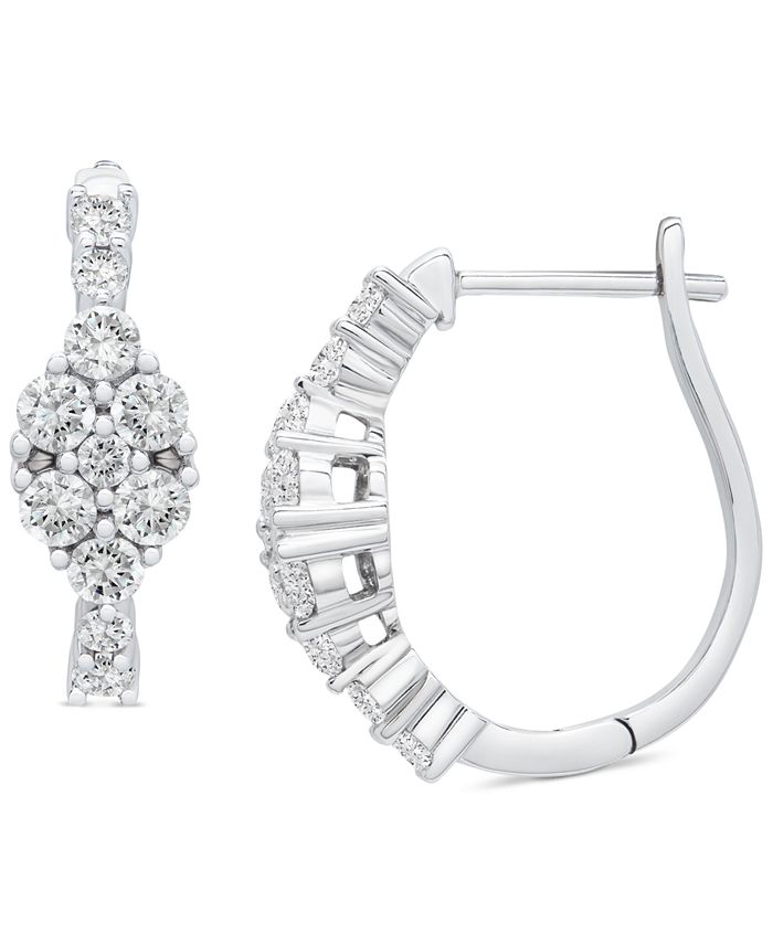 Wrapped in Love - Diamond Marquise Cluster Hoop Earrings (1 ct. t.w.) in 14k White Gold